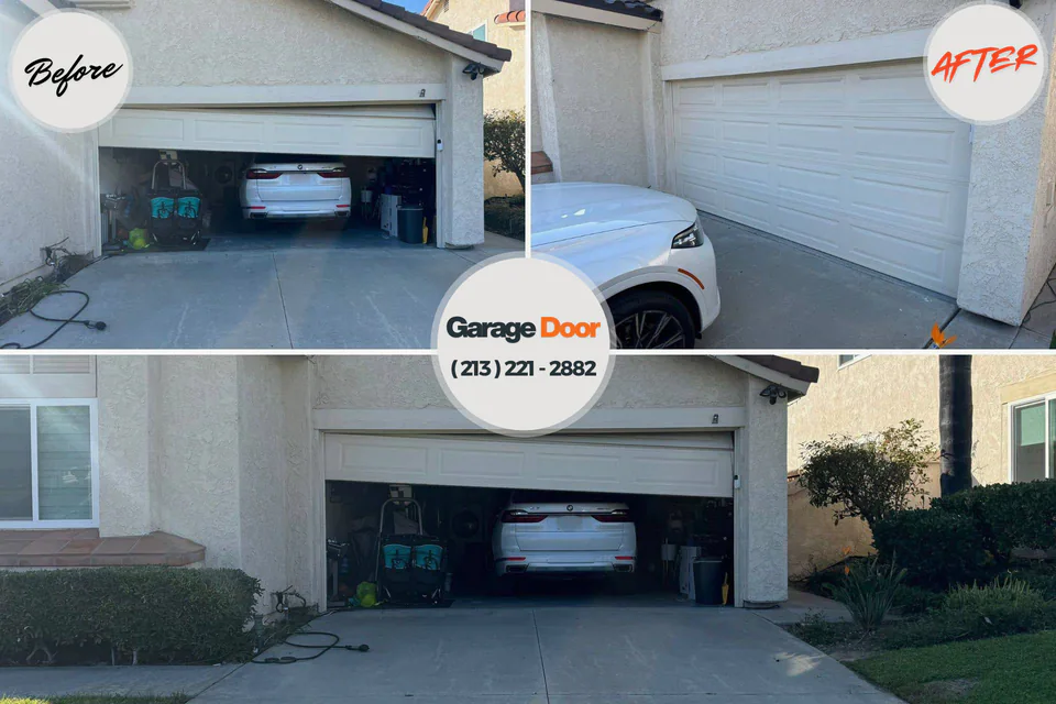 Before and after: garage door repair Lake Park, IA